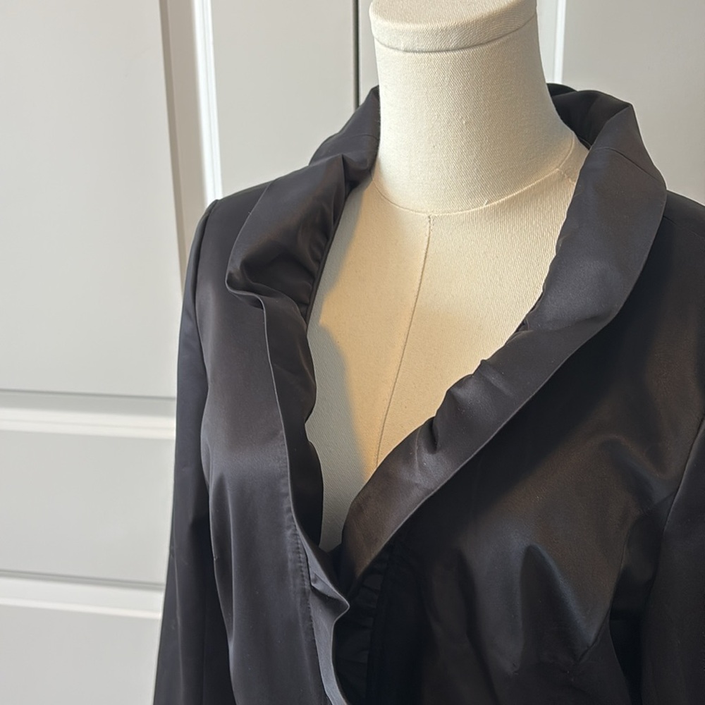 Chic Black Ruffled Coat - Picture 3 of 6